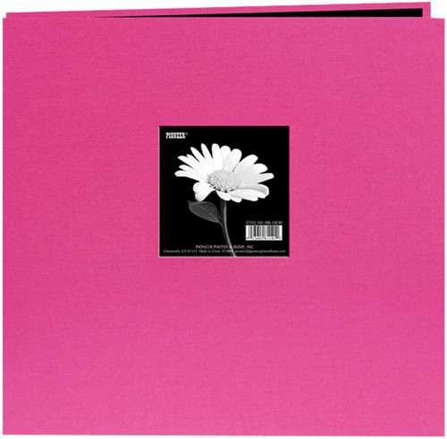 Pioneer Book Cloth Cover Post Bound Album 12"X12"-Bright Pink MB10CB-FS/BP - 023602617391