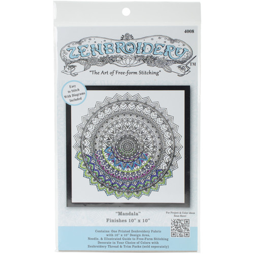 Design Works/Zenbroidery Stamped Embroidery Kit 10"X10"-Mandala DW4008 - 021465040080