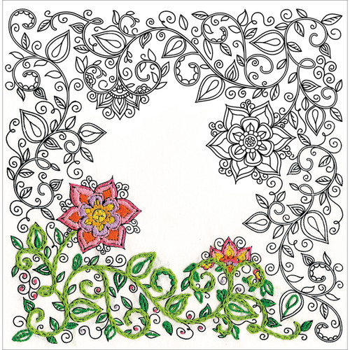 Design Works/Zenbroidery Stamped Embroidery Kit 10"X10"-Garden DW4011