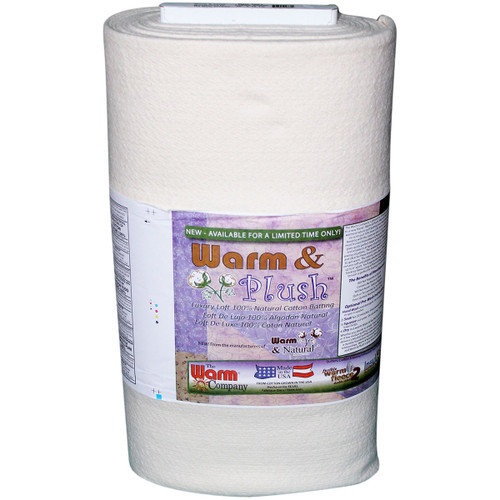 Warm Company Warm & Plush Cotton Batting BTY-Crib Size 45"X10yd - 2661 - 75370502661607537050266160