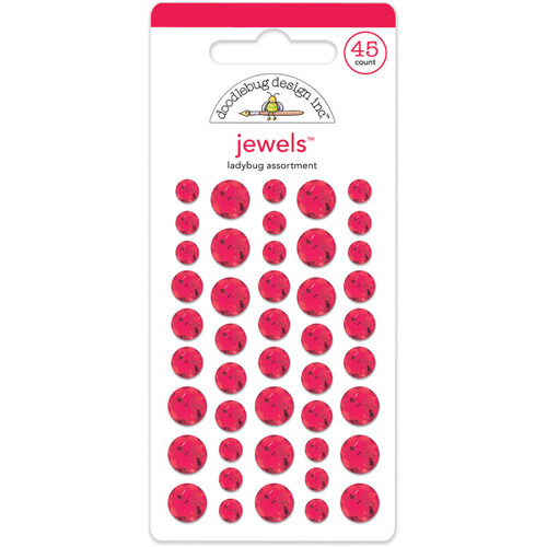 Doodlebug Adhesive Jewels 6mm, 8mm & 10mm 45/Pkg-Ladybug JEWEL-3504 - 842715035041