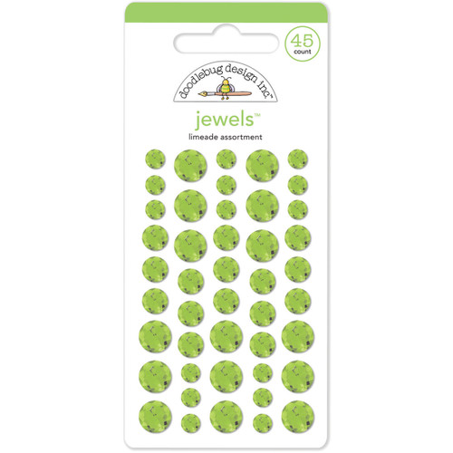 Doodlebug Adhesive Jewels 6mm, 8mm & 10mm 45/Pkg-Limeade - JEWEL-3507 - 842715035072