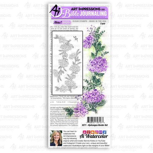 Art Impressions Bible Journaling Clear Stamps-Hydrangea Border AI5271