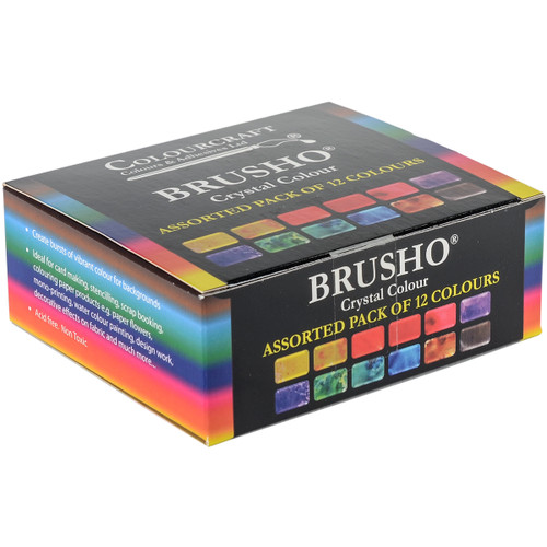 Brusho Crystal Colours Set 12/Pkg-Assorted Colors -BASS12