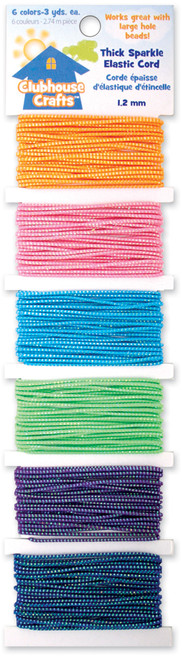 Sulyn Clubhouse Crafts Elastic Cord-Thick Sparkle - 3yd Each Of 6 Colors - 8900EC-1-11 - 717968166371