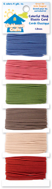 Sulyn Clubhouse Crafts Elastic Cord-Colorful Thick - 4yd Each Of 6 Colors - 8900EC-1-12 - 717968166388