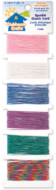 Sulyn Clubhouse Crafts Elastic Cord-Sparkle 4yd Each Of 6 Colors 8900EC-1-13 - 717968166395