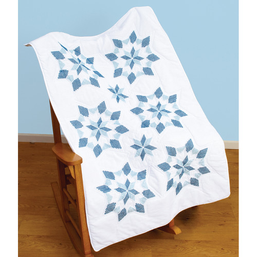 Jack Dempsey Stamped White Lap Quilt Top 40"X60"-XX Star - 940 579