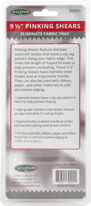 Sullivans Pinking Shears 9.5"-W/Comfort Grip Handle - 39990 Sullivans Pinking Shears 9.5"-W/Comfort Grip Handle - 39990