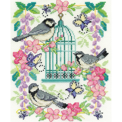 DMC Counted Cross Stitch Kit 8"X10"-Oriental Birdcage (14 Count) - BK1563