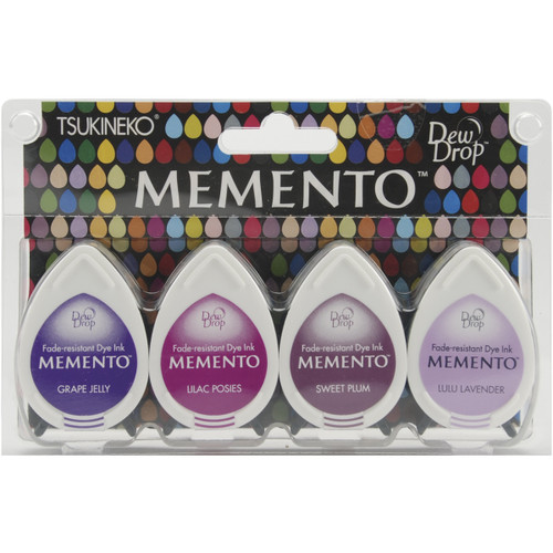 Memento Dew Drop Dye Ink Pads 4/Pkg-Juicy Purples MD-100-3 - 712353240032