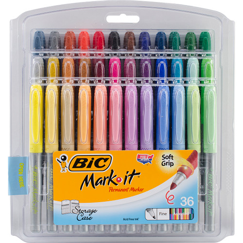 BIC Mark-It Fine Point Permanent Markers 36/Pkg-Assorted Colors GXPMP361 - 070330331129