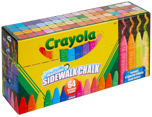 Crayola Washable Sidewalk Chalk-64 Colors Including 8 W/Special Effects - 51-2064