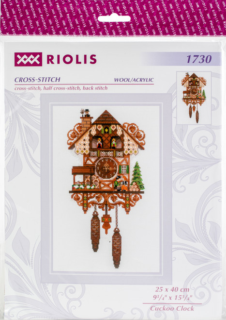 RIOLIS Counted Cross Stitch Kit 9.75"X15.75"-Cuckoo Clock (14 Count) - R1730 - 46300150644744630015064474