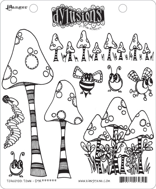 Dyan Reaveley's Dylusions Cling Stamp Collections 8.5"X7"-Toadstool Town DYRC-63254