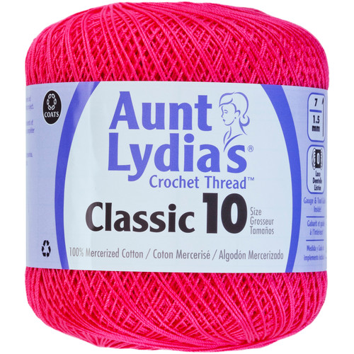 Aunt Lydia's Classic Crochet Thread Size 10-Hot Pink - 154-332 - 073650789083