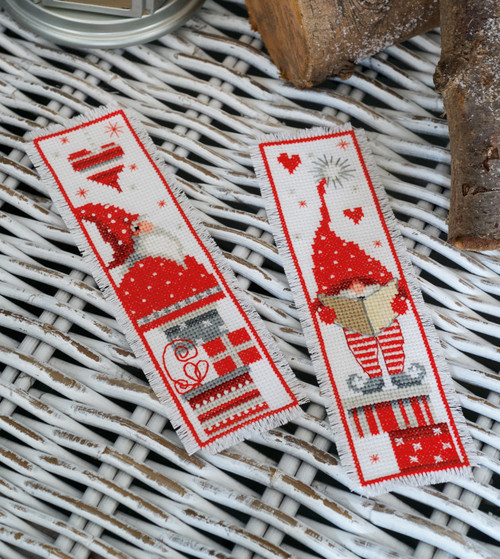 Vervaco Counted Cross Stitch Bookmark Kit 2.4"X8" 2/Pkg-Christmas Gnomes (14 Count) V0165984