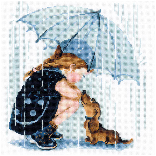 RIOLIS Counted Cross Stitch Kit 9.75"X9.75"-Under My Umbrella (14 Count) R1720