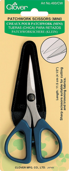 Clover Patchwork Scissors - Mini-4.5" W/Sheath Cover - 493 CW - 051221522499