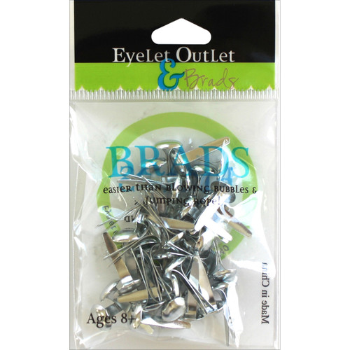 Eyelet Outlet Round Brads 8mm 40/Pkg-Silver - BRD8MM-710B - 810787023068