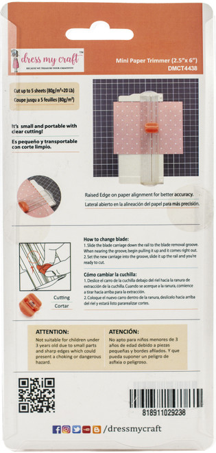 Dress My Craft Mini Paper Trimmer-2.5"X6" - DMCT4438 Dress My Craft Mini Paper Trimmer-2.5"X6" - DMCT4438