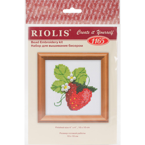 RIOLIS Counted Cross Stitch Kit 4"X4"-Garden Strawberry (14 Count) - R1165 - 46071545243984607154524398