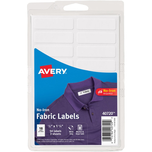 Avery No-Iron Handwrite Fabric Labels 3 Sheets-White - 40720 - 072782407209