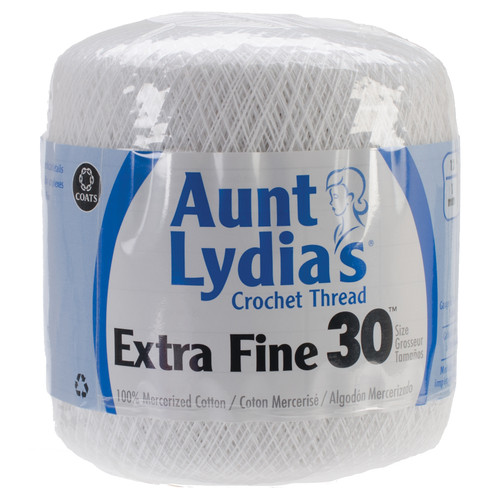 Aunt Lydia's Extra Fine Crochet Thread Size 30-White 180-201 - 073650767463