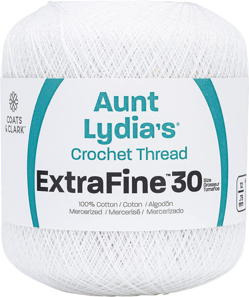 Aunt Lydia's Extra Fine Crochet Thread Size 30-White - 180-201 Aunt Lydia's Extra Fine Crochet Thread Size 30-White - 180-201