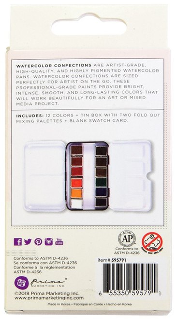 Prima Watercolor Confections Watercolor Pans 12/Pkg-Odyssey - 595791 Prima Watercolor Confections Watercolor Pans 12/Pkg-Odyssey - 595791