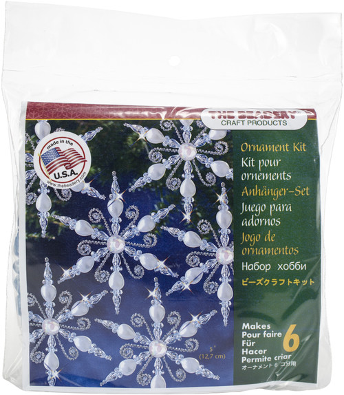 The Beadery Holiday Beaded Ornament Kit-Light Sapphire Snowflake Makes 6 - BOK-7448 - 045155901369