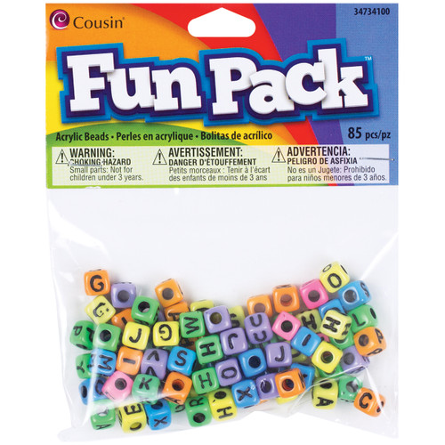 CousinDIY Fun Pack Acrylic Alphabet Beads-Square Rainbow 85/Pkg CCALPHA-34100 - 016321082731