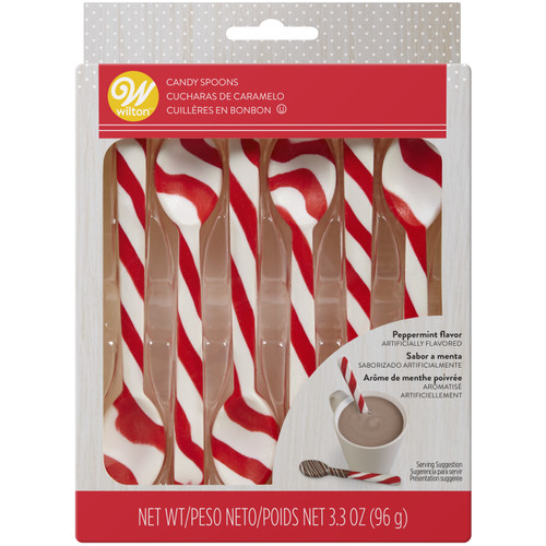 Wilton Flavored Candy Spoons 6/Pkg-Candy Cane, Peppermint W40039 - 070896600394