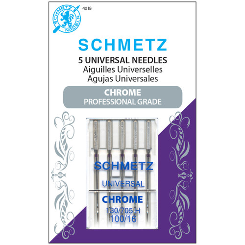 Schmetz Chrome Universal Machine Needles-Size 100/16 5/Pkg -4018 - 036346140186