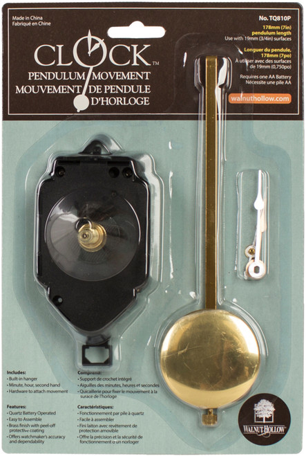 Pendulum Clock Movement 7"-For .75" Surfaces 810P - 046308208106