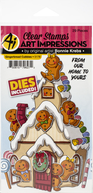 Art Impressions Critter Cubbies Clear Stamp & Die Set-Gingerbread AI5178 - 750810796272