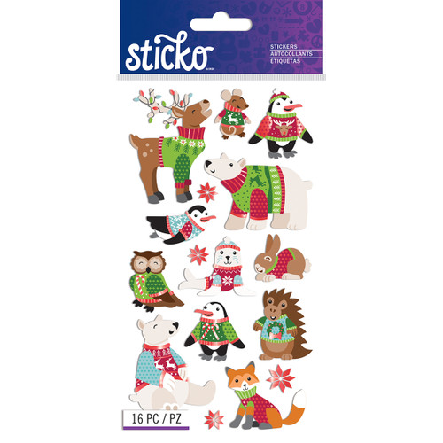 Sticko Stickers-Holiday Sweater Animals E5201417 - 015586984545