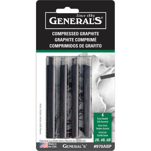 General's Compressed Graphite Sticks 4/Pkg-Black - 2B, 4B & 6B - 970ABP - 044974970044