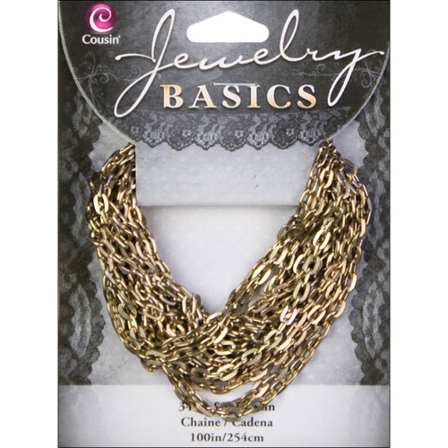 CousinDIY Jewelry Basics Metal Chain 100"-Antique Gold Small Oval - 34718001 - 016321049482