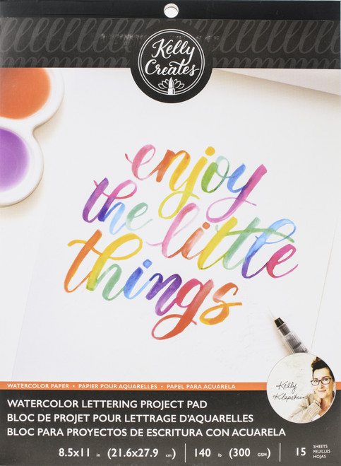 Kelly Creates Watercolor Brush Lettering Paper Pad 8.5"X11"-Blank Watercolor Paper 15 Sheets -354716 - 718813547161