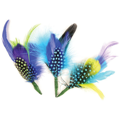Touch Of Nature Feather Picks 6" To 7" 2/Pkg-Assorted Blue, Green & Purple Guinea MD38845