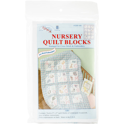 Jack Dempsey Stamped White Nursery Quilt Blocks 9"X9" 12/pkg-ABC - 300 66 - 013155150667