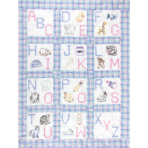 Jack Dempsey Stamped White Nursery Quilt Blocks 9"X9" 12/pkg-ABC - 300 66