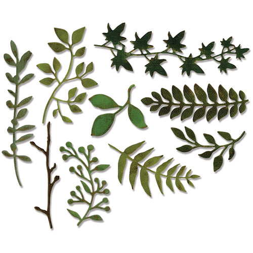 Sizzix Thinlits Dies By Tim Holtz 9/Pkg-Garden Greens - 661206