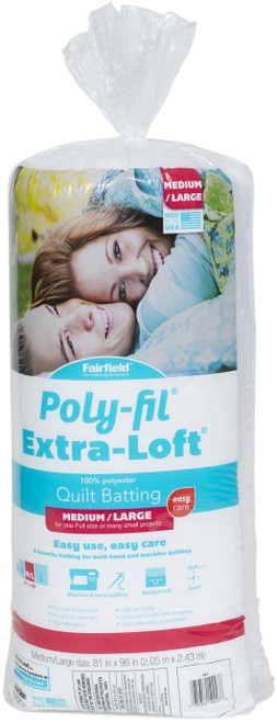 Fairfield Extra-Loft Bonded Polyester Batting-Full Size 81"X96" - X81B - 035352100238