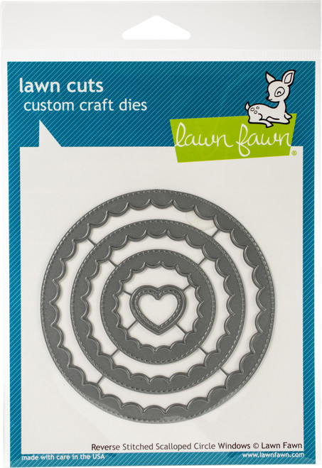 Lawn Cuts Custom Craft Die-Reverse Stitched Scalloped Circle Window LF1801 - 035292671348