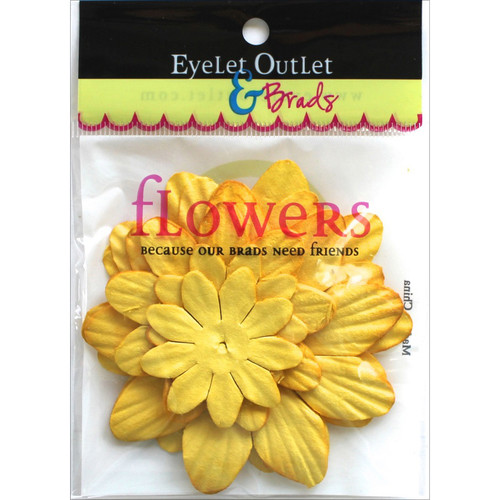 Eyelet Outlet Flowers 40/Pkg-Yellow FLW-F9A - 810787020630
