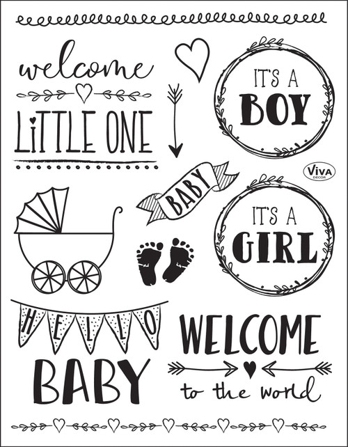 Viva Decor Clear Stamp Set 14cmX18cm-Hello Baby VD316600 - 40429721441424042972144142