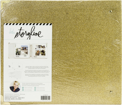 Heidi Swapp Storyline 3 D-Ring Album 12"X12"-Gold Glitter HS314615