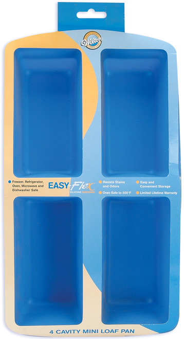 Easy-Flex Silicone Mini Loaf Pan-4 Cavity 6.125"X3.375" -W4826 - 070896508263